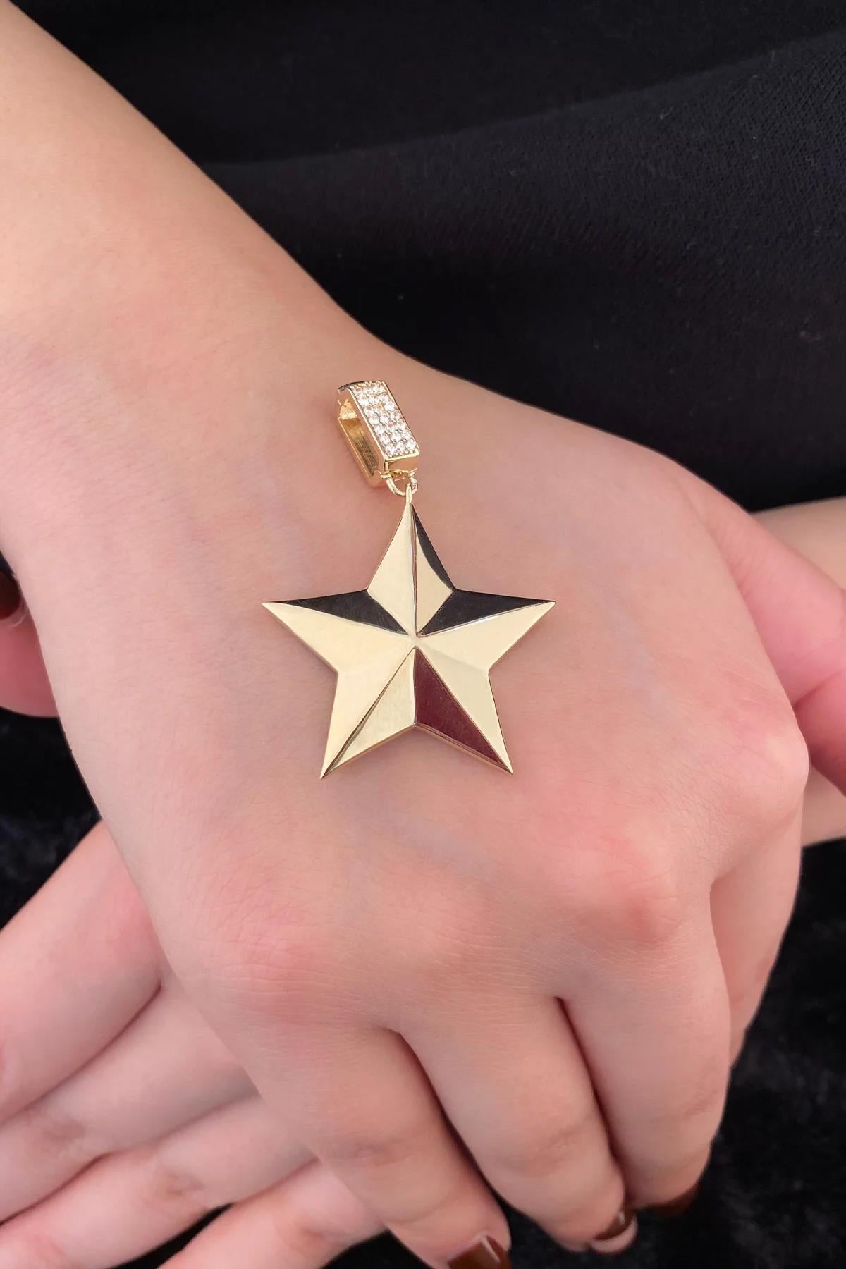 14ct Gold Stone Star Charm
