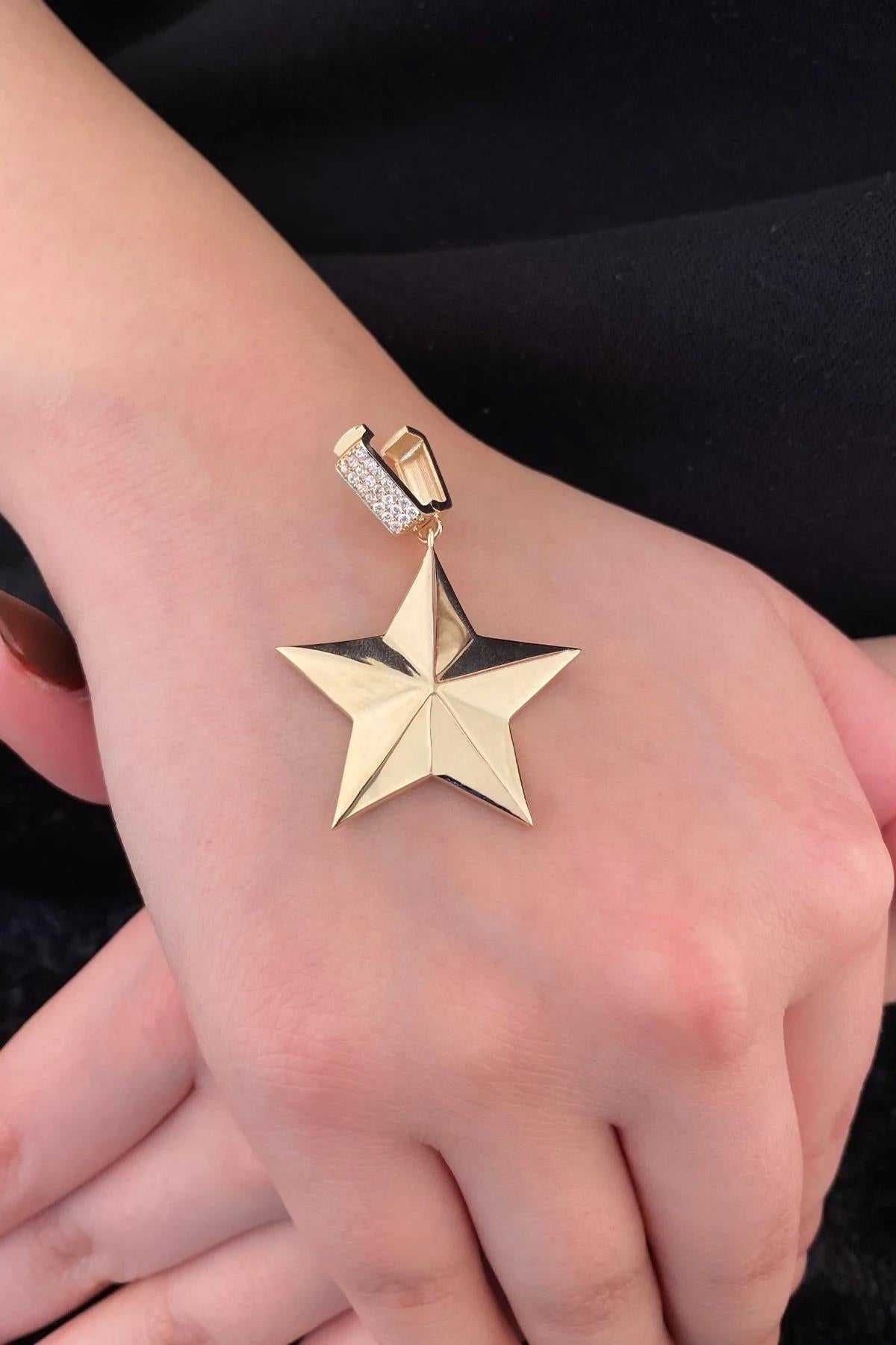 14ct Gold Stone Star Charm