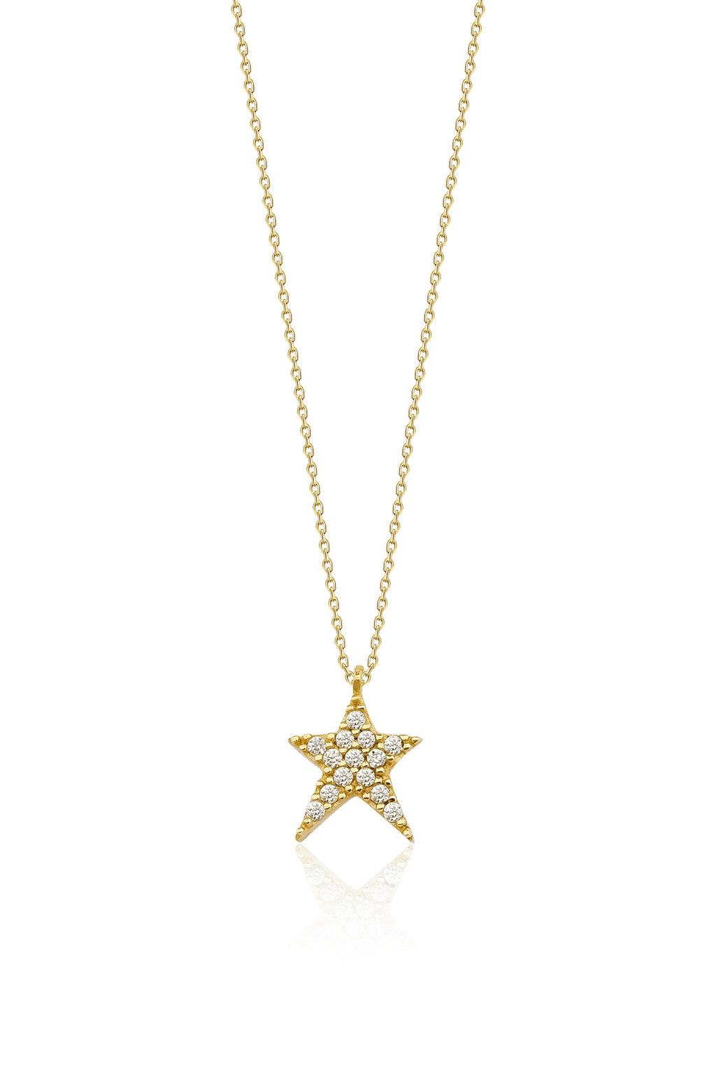 14ct Gold Stone Tailed Star Necklace