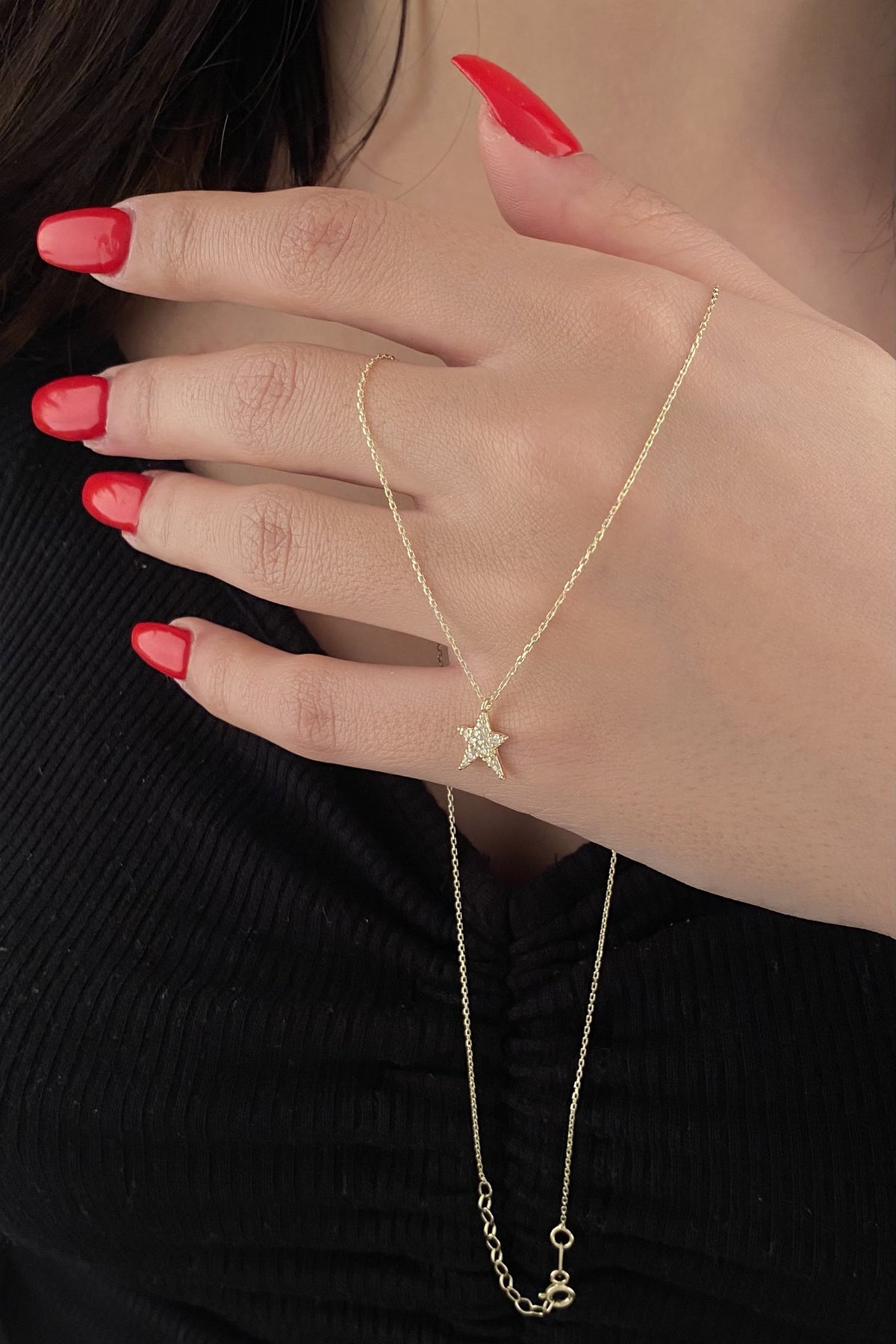 14ct Gold Stone Tailed Star Necklace