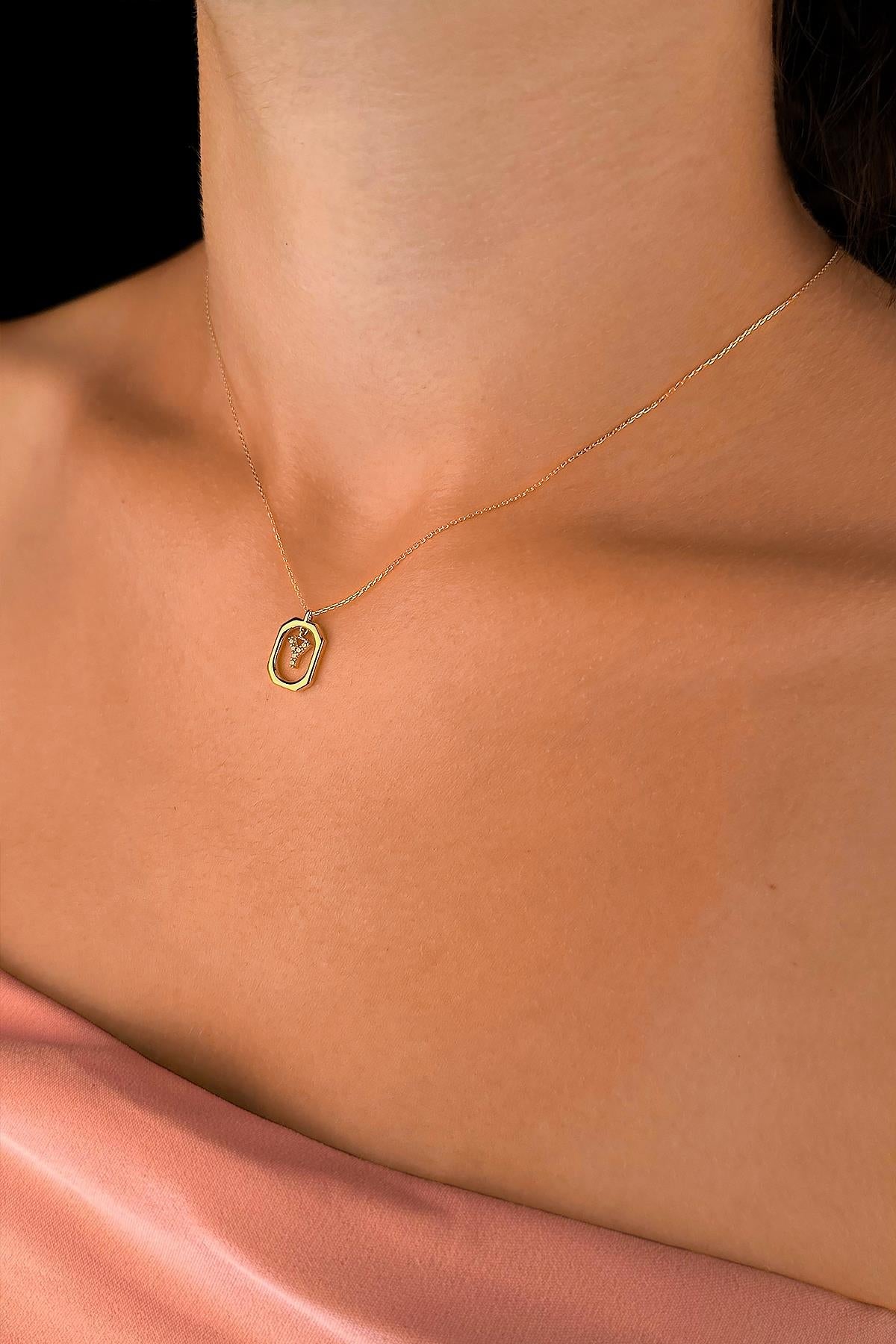 14ct Gold Stone Y Initial Necklace