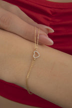 14ct Gold Stoned Heart Shape Bracelet