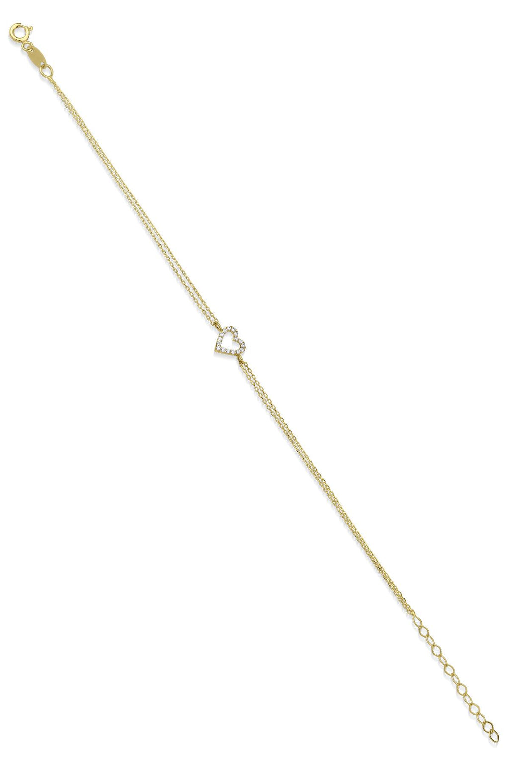 14ct Gold Stoned Heart Shape Bracelet