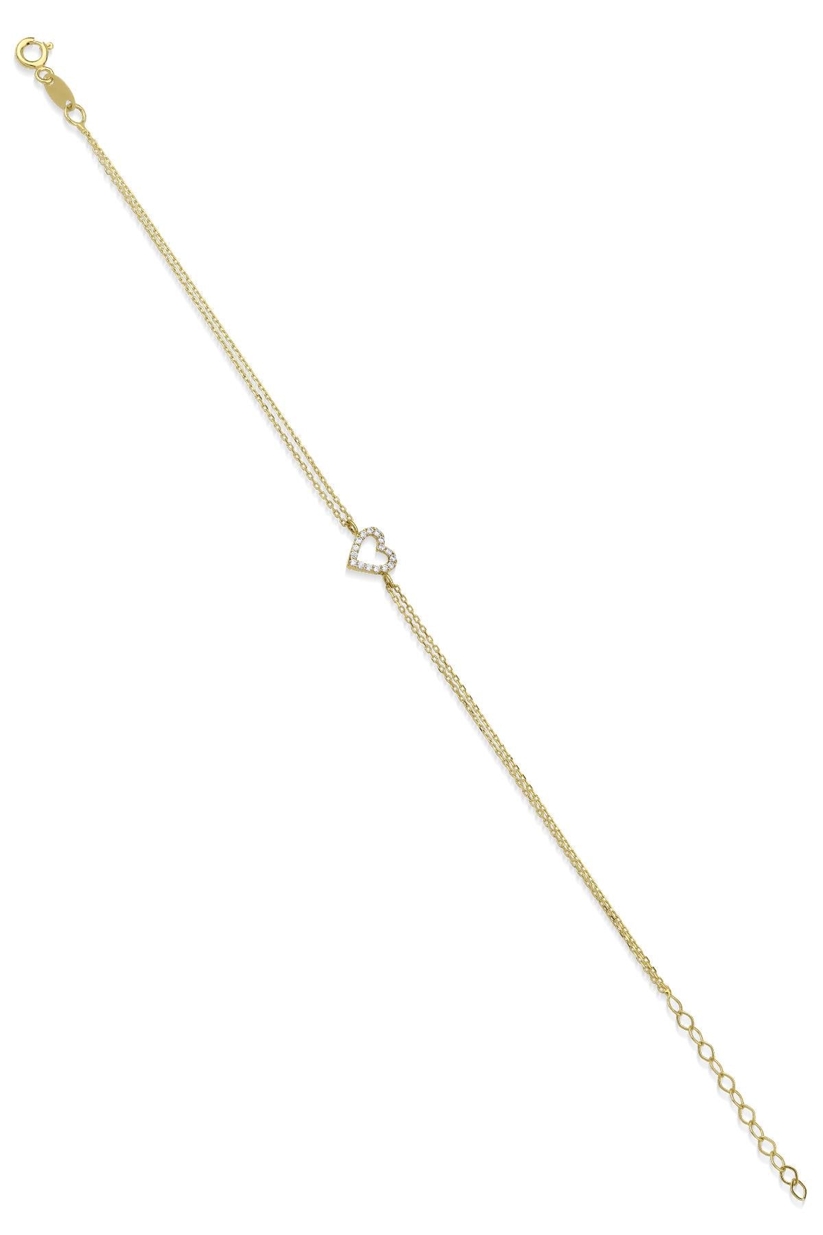 14ct Gold Stoned Heart Shape Bracelet