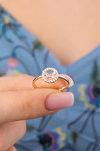 14ct Gold Stoned Pink Enamel Butterfly Ring With Stone