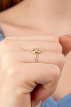 14ct Gold Stoned Pink Enamel Butterfly Ring With Stone