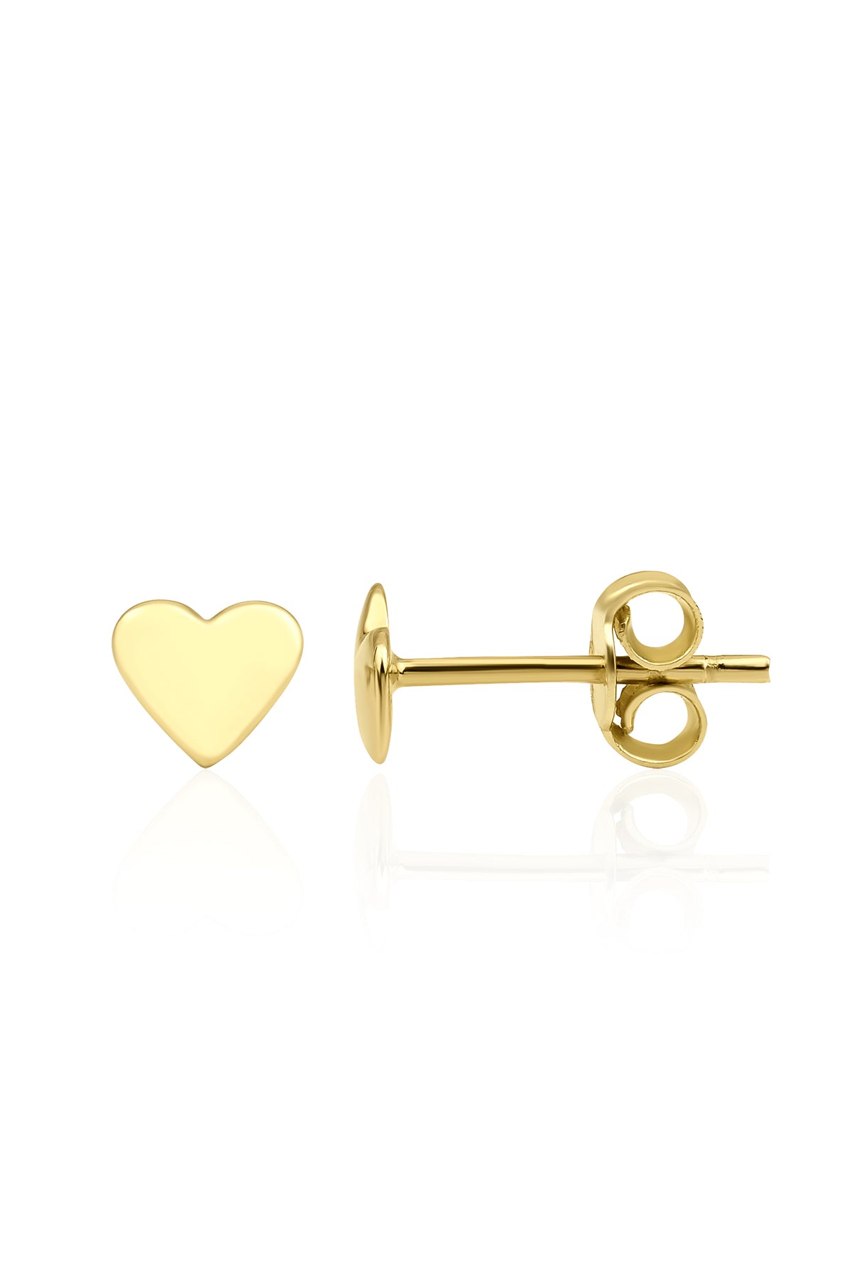 14ct Gold Straight Heart Shape Stud Earrings