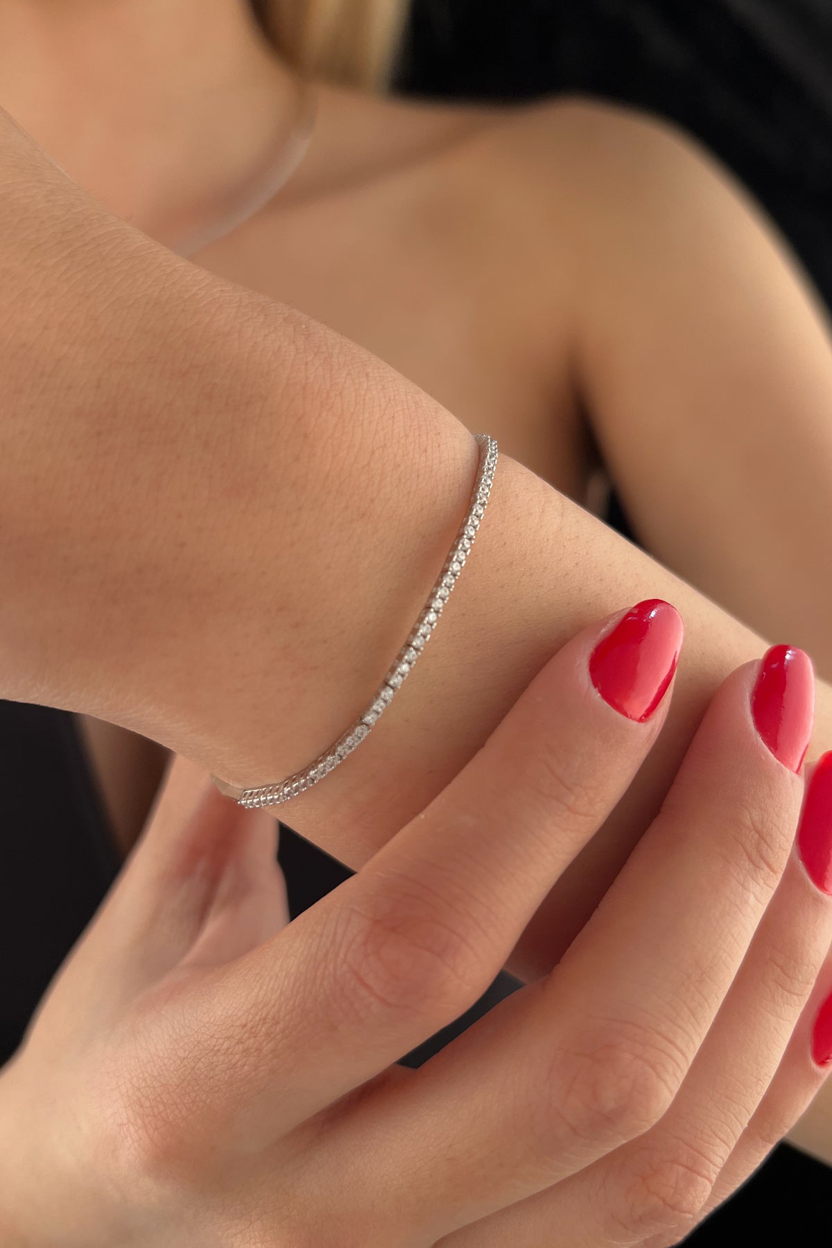 14ct Gold Straight Line Tennis Bracelet