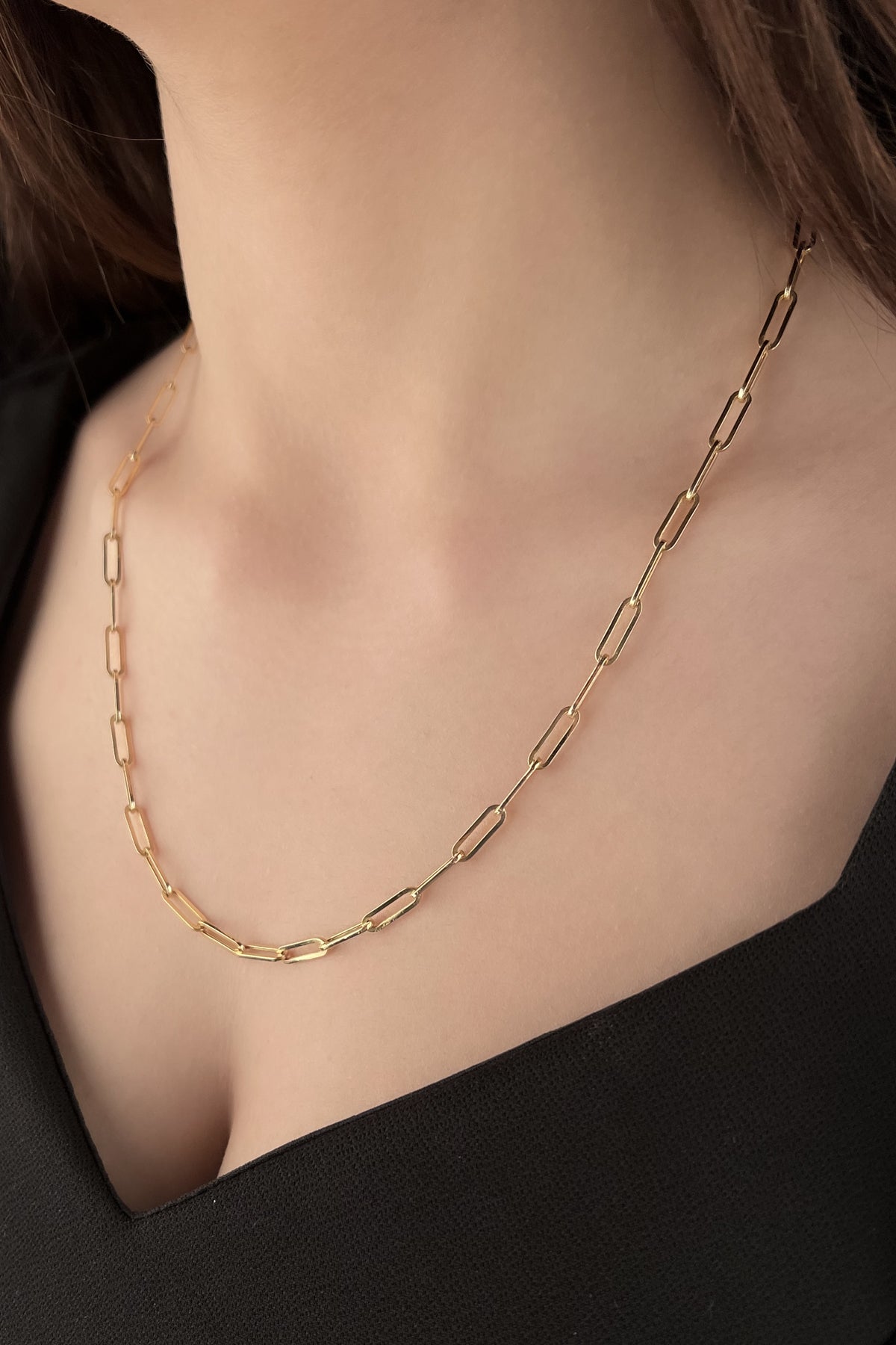 14K Gold Straight Paperclip Chain  0.149 inch