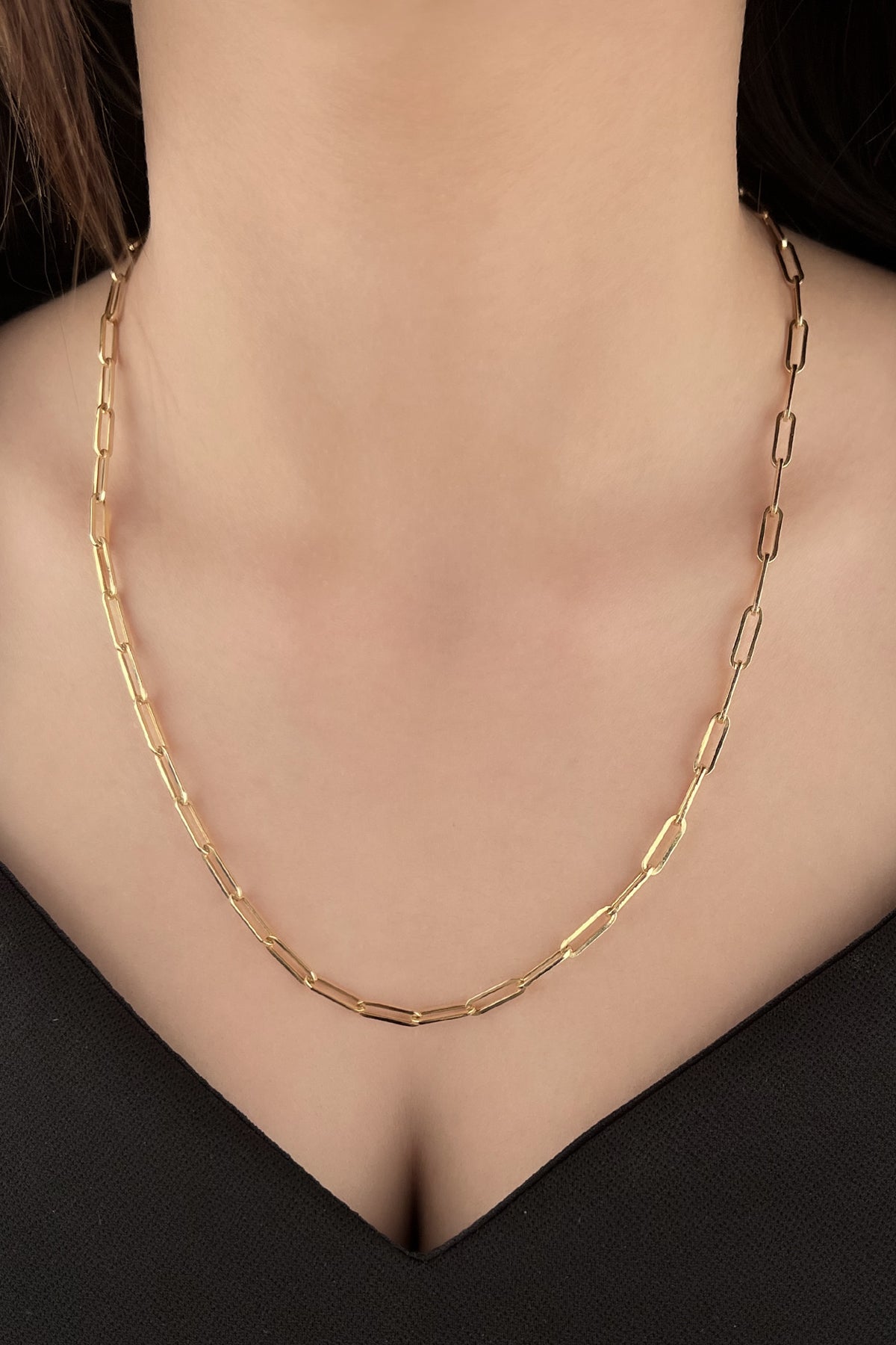 14K Gold Straight Paperclip Chain  0.149 inch