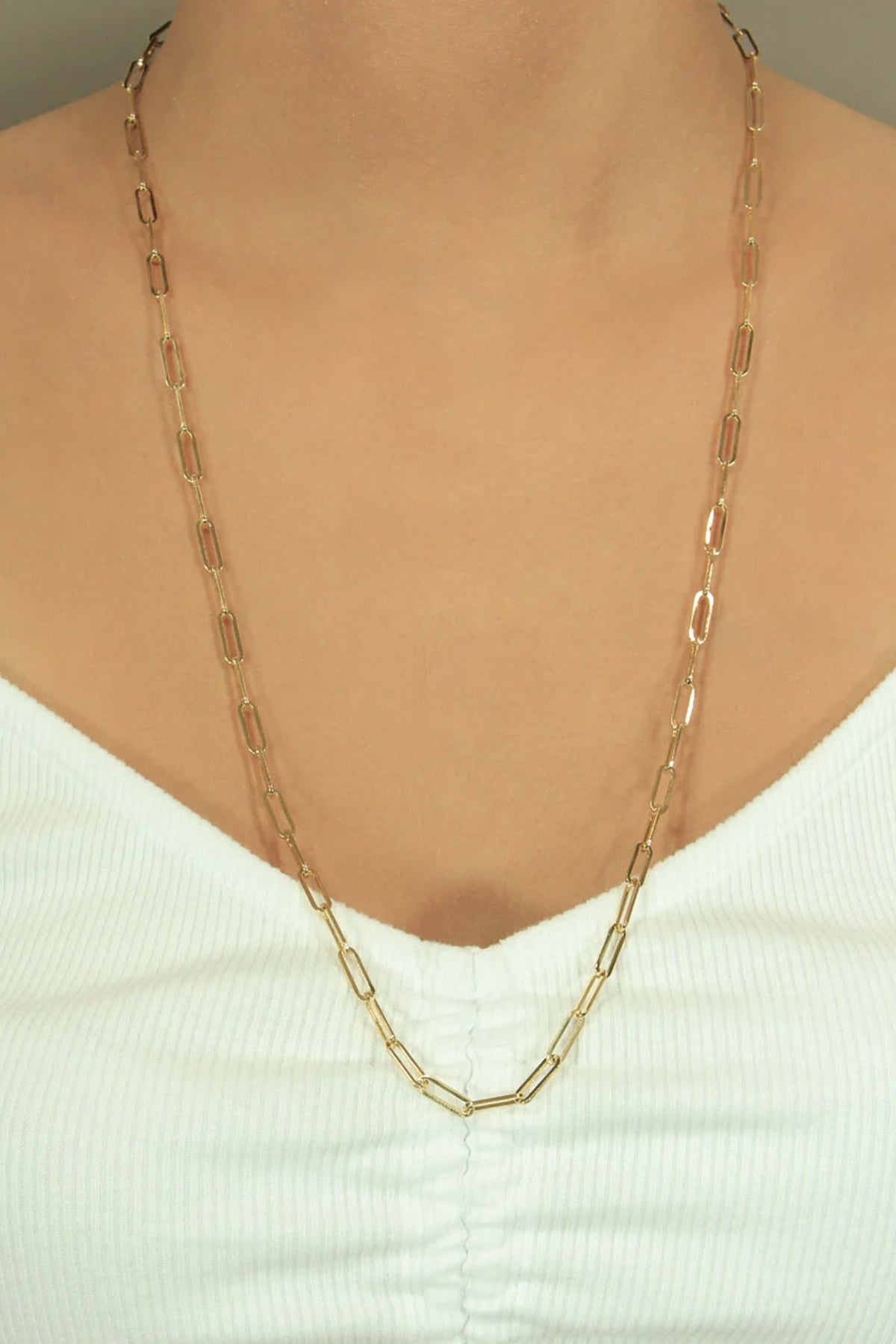 14K Gold Straight Paperclip Chain
