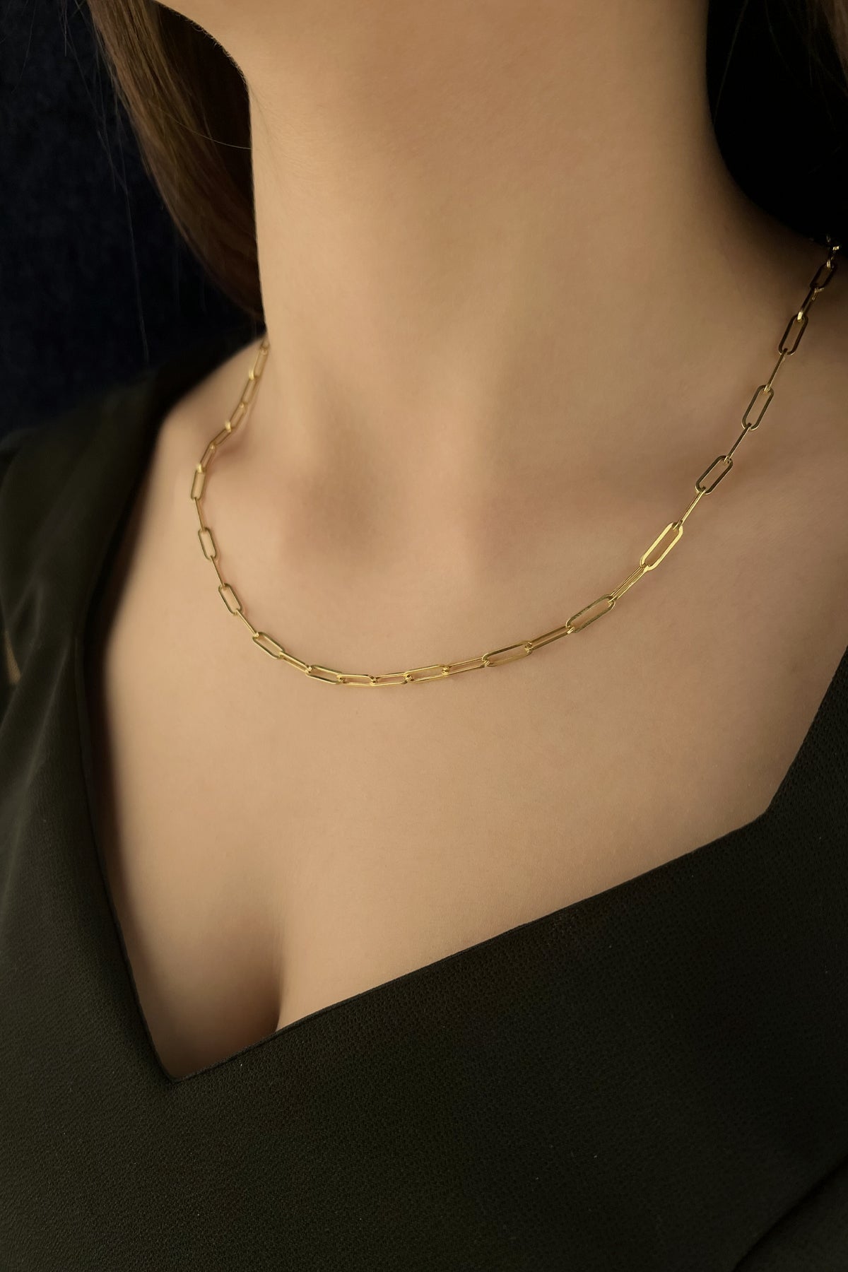 14K Gold Straight Paperclip Chain