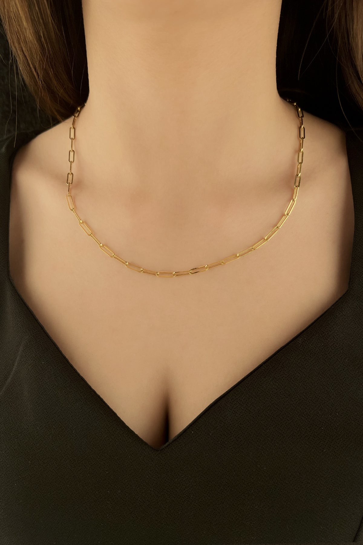 14K Gold Straight Paperclip Chain