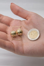 14ct Gold Straight Patterned Euroball Earrings ( Big )