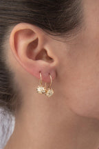 14ct Gold Straight Patterned Euroball Earrings ( Medium )