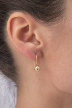 14ct Gold Straight Patterned Euroball Earrings ( Small )