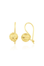 14ct Gold Straight Patterned Euroball Earrings ( Small )