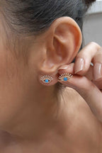 14ct Gold Stud Evil Eye Earrings