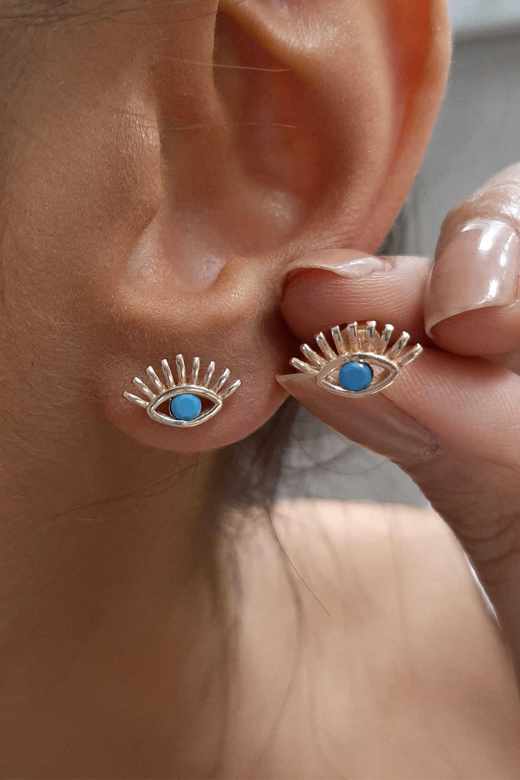 14ct Gold Stud Evil Eye Earrings