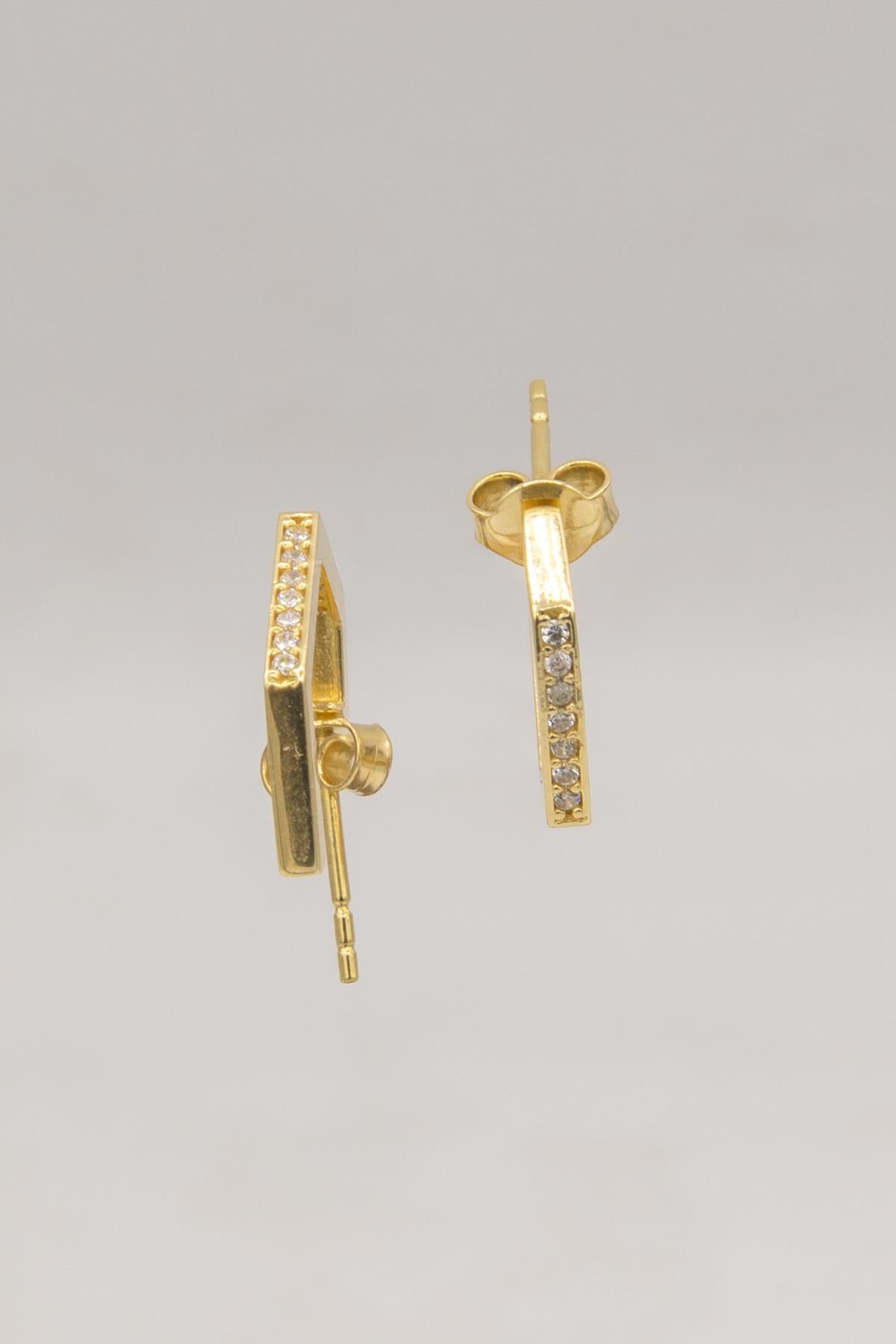 14ct Gold Stud Fine Pentagon Earrings