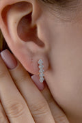 14ct Gold  Stud White Stone Drop Earrings