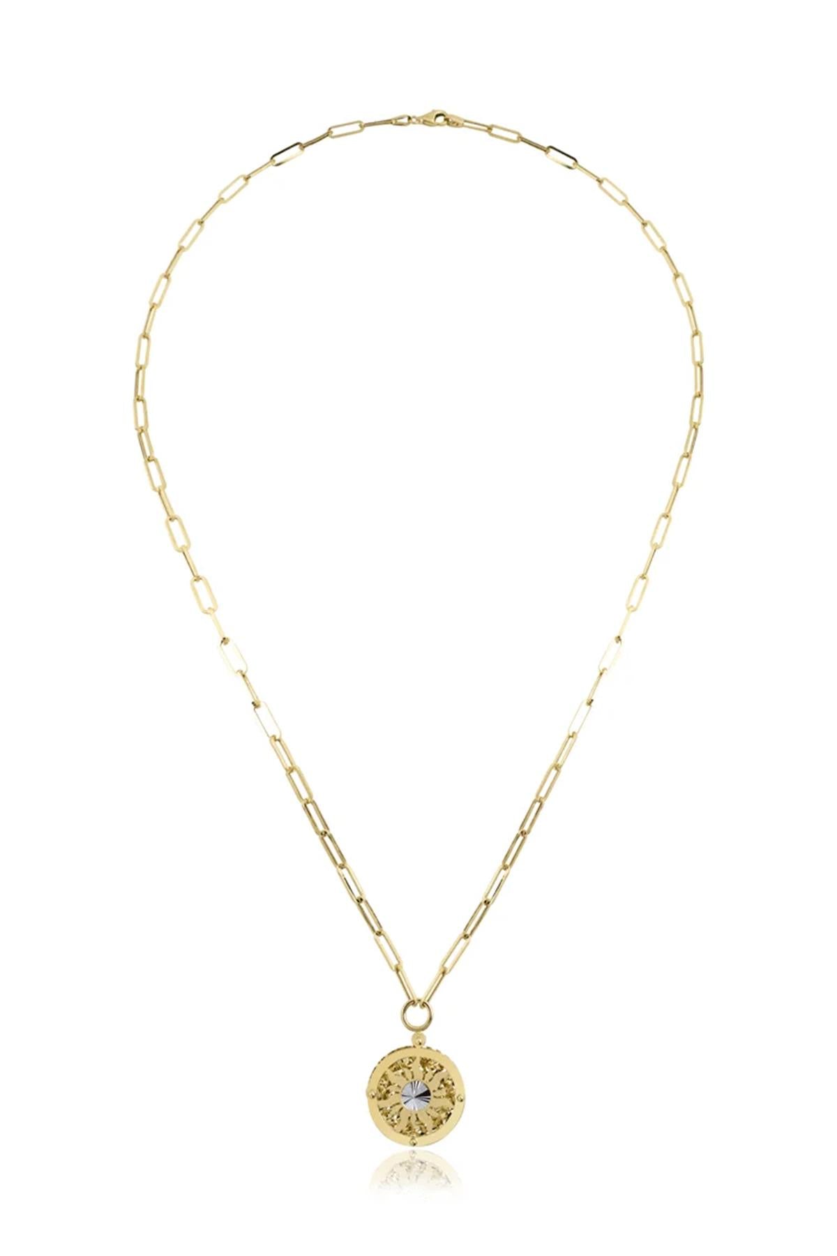 14ct Gold Sun Paperclip Chain Necklace