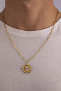 14ct Gold Sun Paperclip Chain Necklace For Men