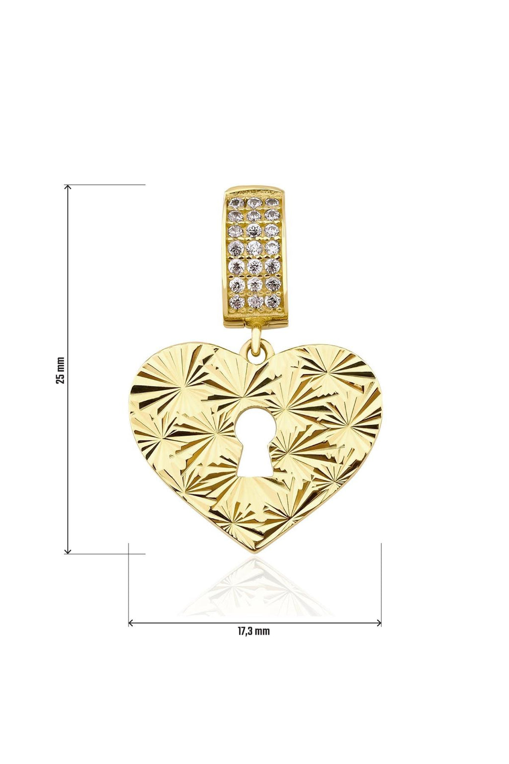 14ct Gold Sunburst Heart Shape Charm