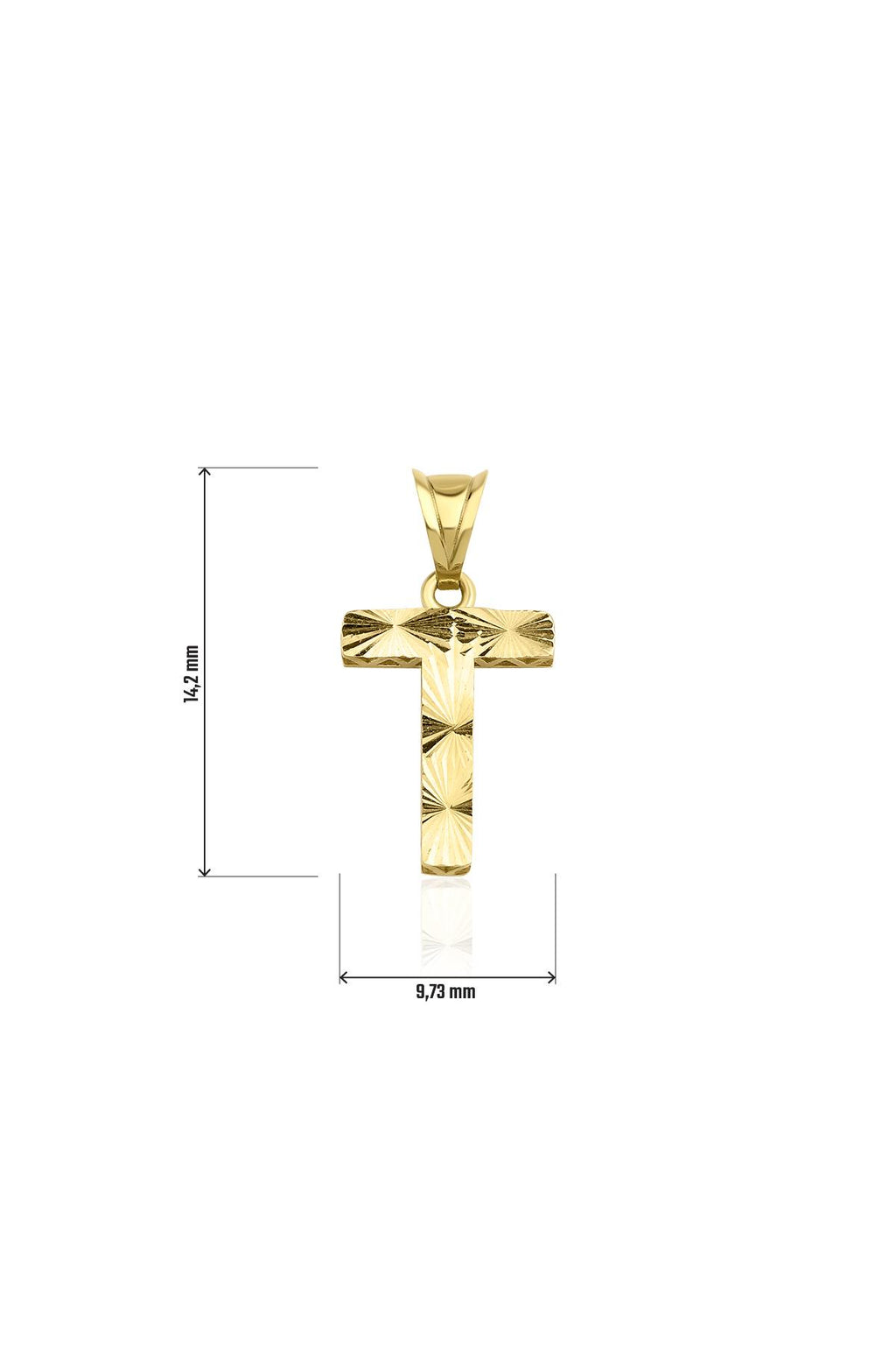 14ct Gold T Letter Mini Shine Pendant