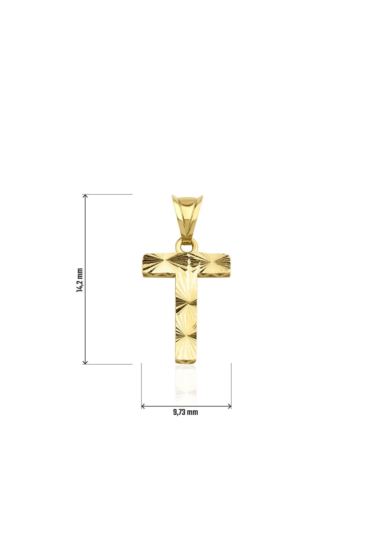 14ct Gold T Letter Mini Shine Pendant