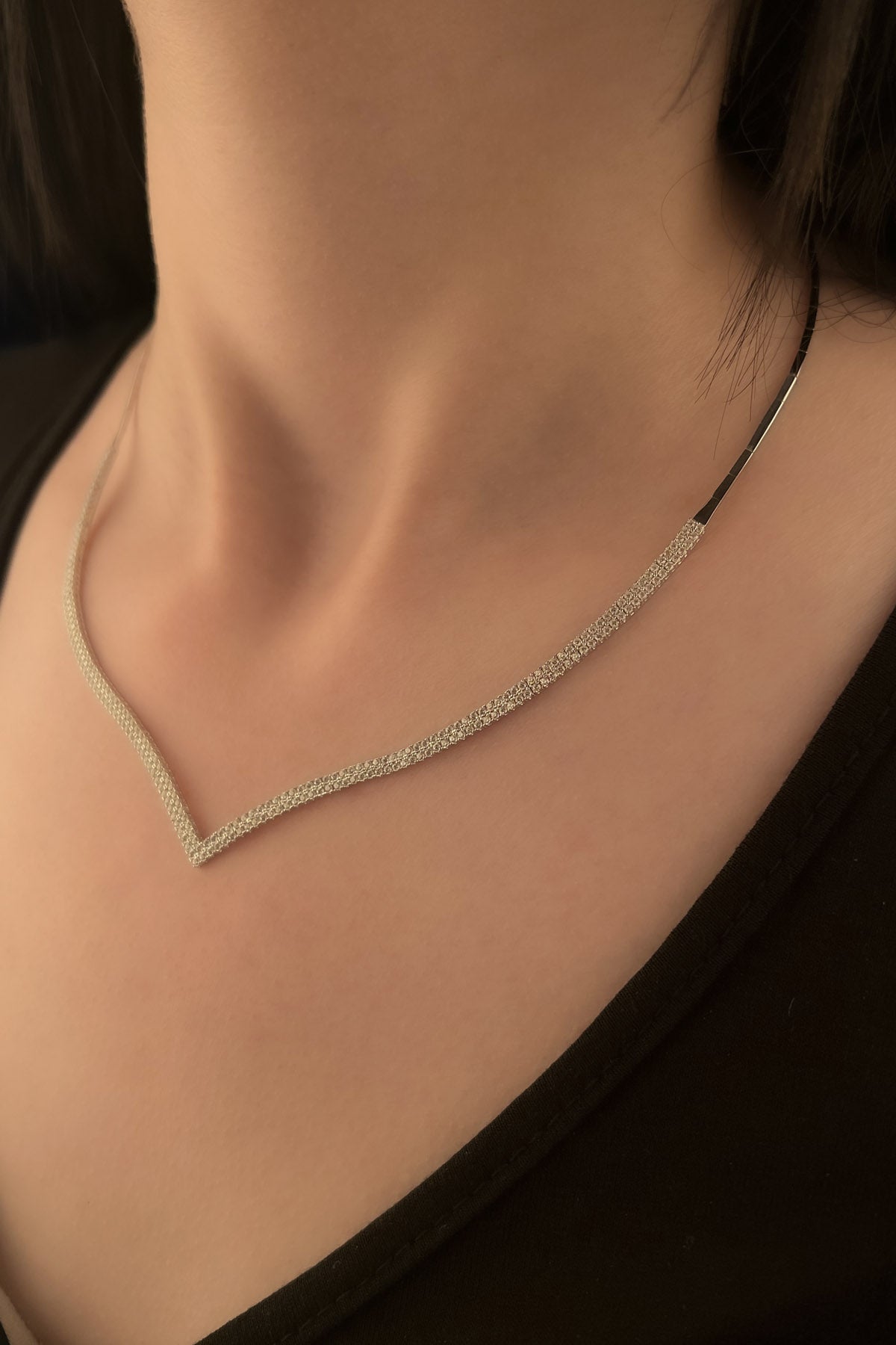 14ct Gold Tennis Necklace White