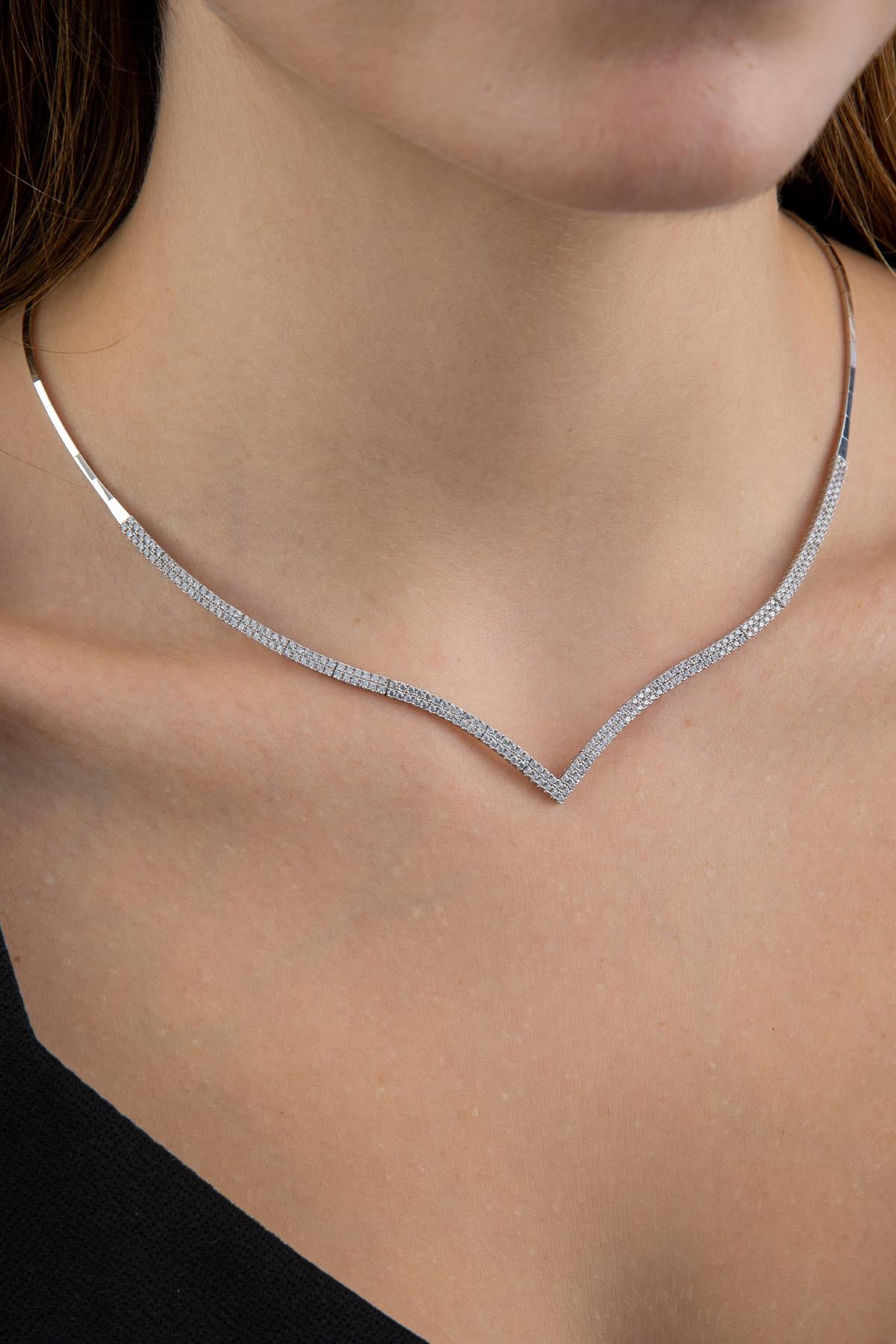 14ct Gold Tennis Necklace White