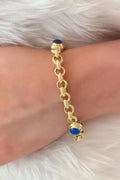 14ct Gold Thick Chained Evil Eye Bracelet