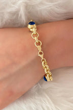 14ct Gold Thick Chained Evil Eye Bracelet
