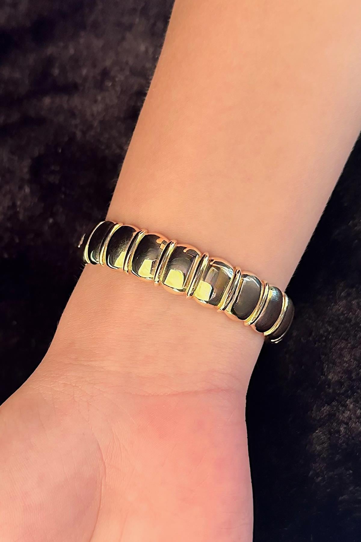 14ct Gold Thick Dome Clamp Bracelet