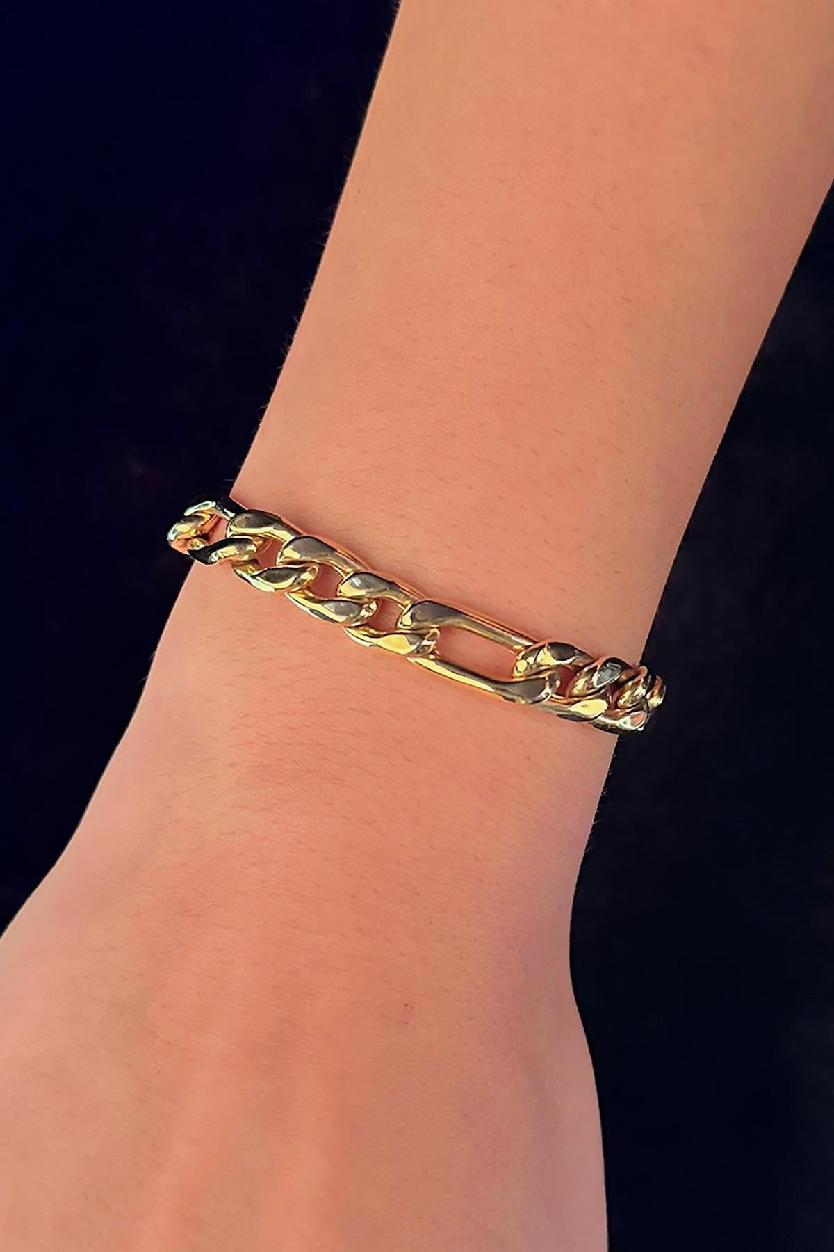 14K Gold Thick Figaro Bracelet