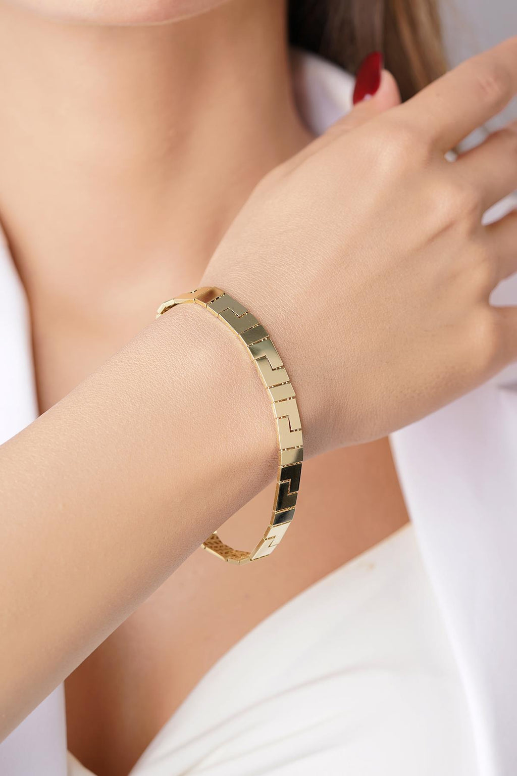 14ct Gold Thick Greek Bracelet