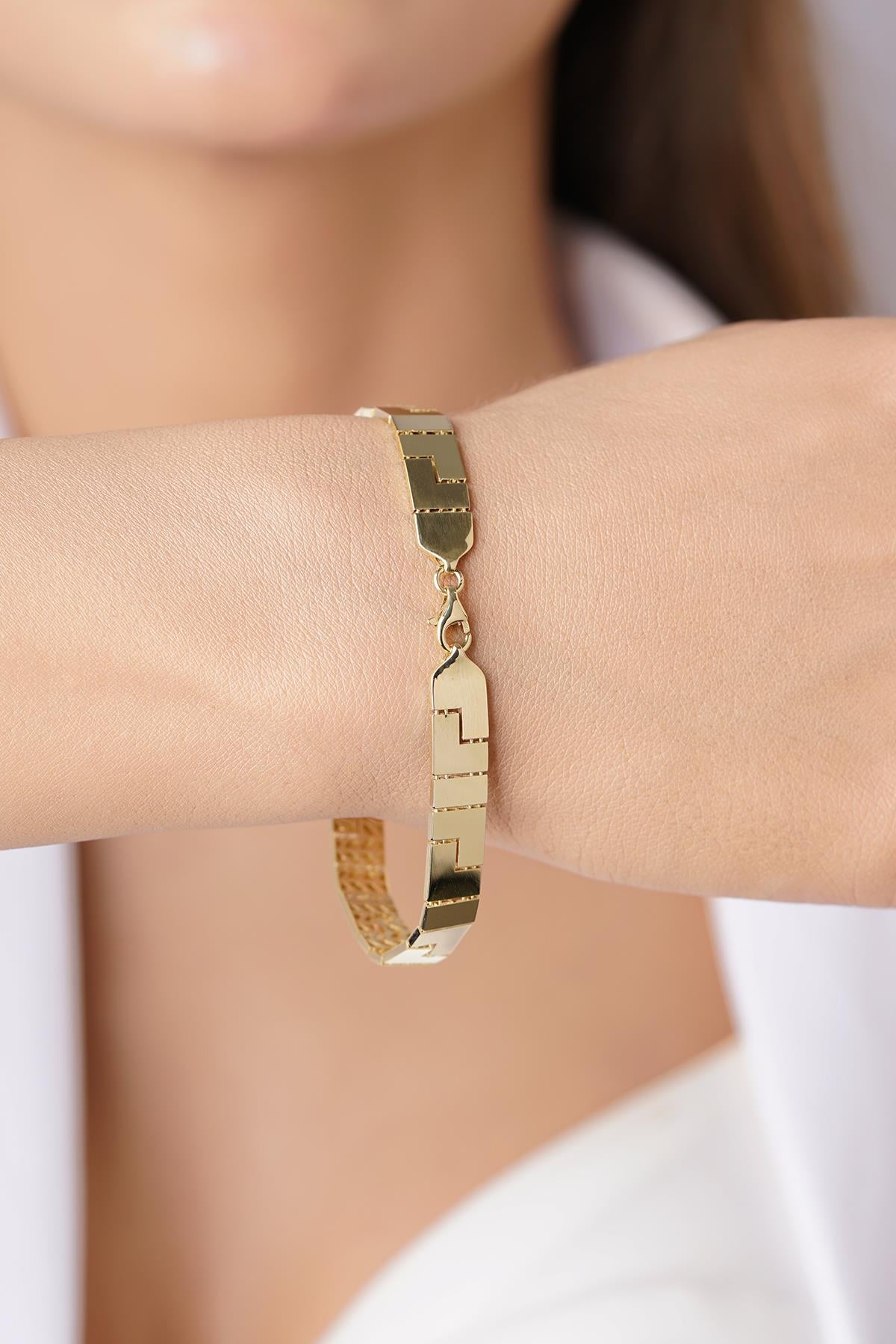 14ct Gold Thick Greek Bracelet