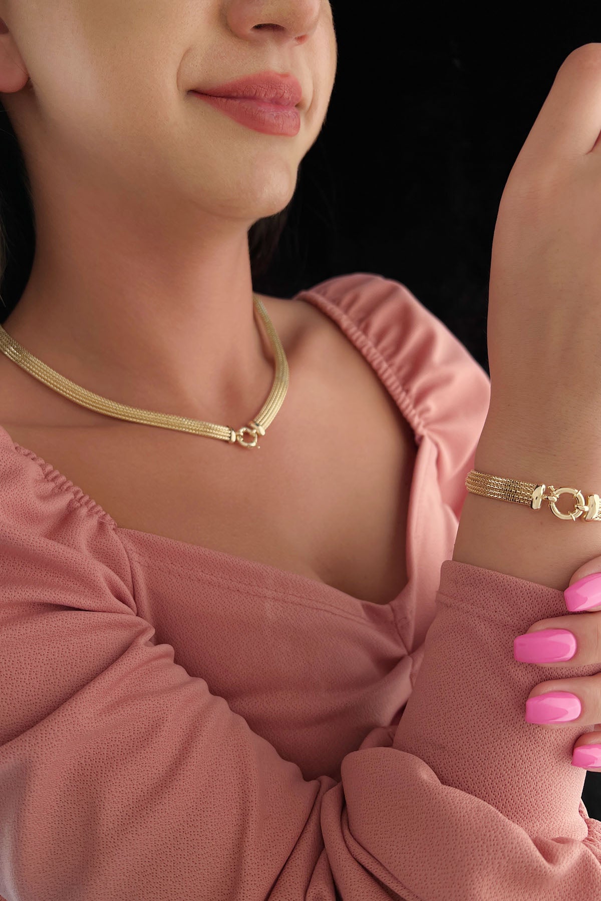 14K Gold Thick Mesh Set