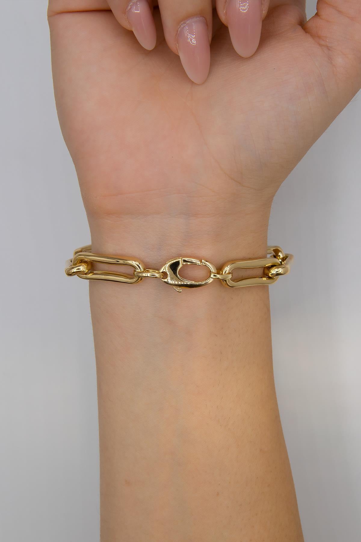 14ct Gold Thick Oval Link Bracelet
