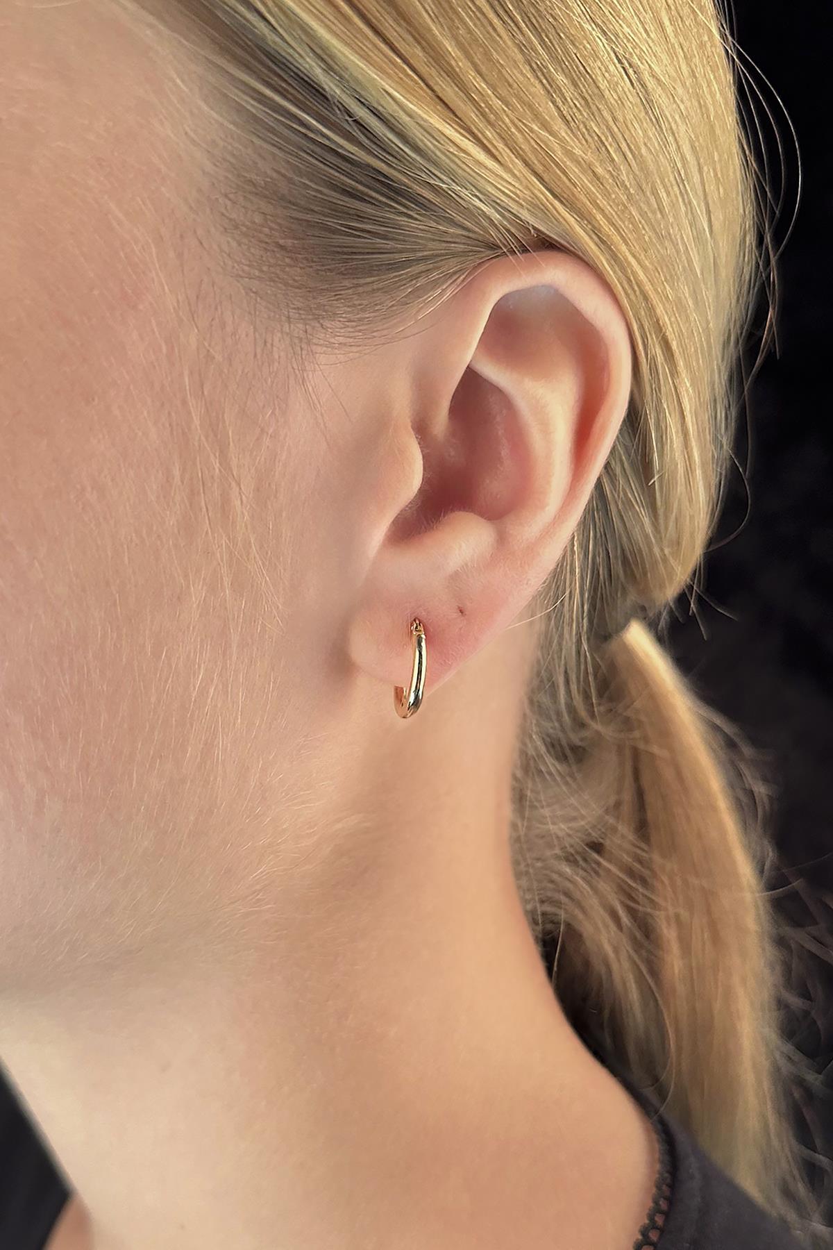 14ct Gold Thin Chunky Tube Earrings