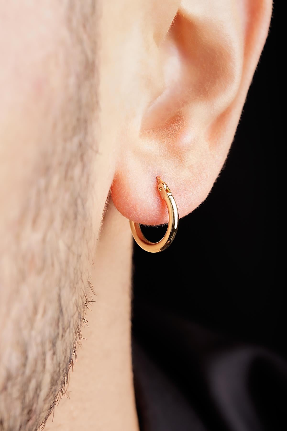 14ct Gold Thin Chunky Tube Earrings