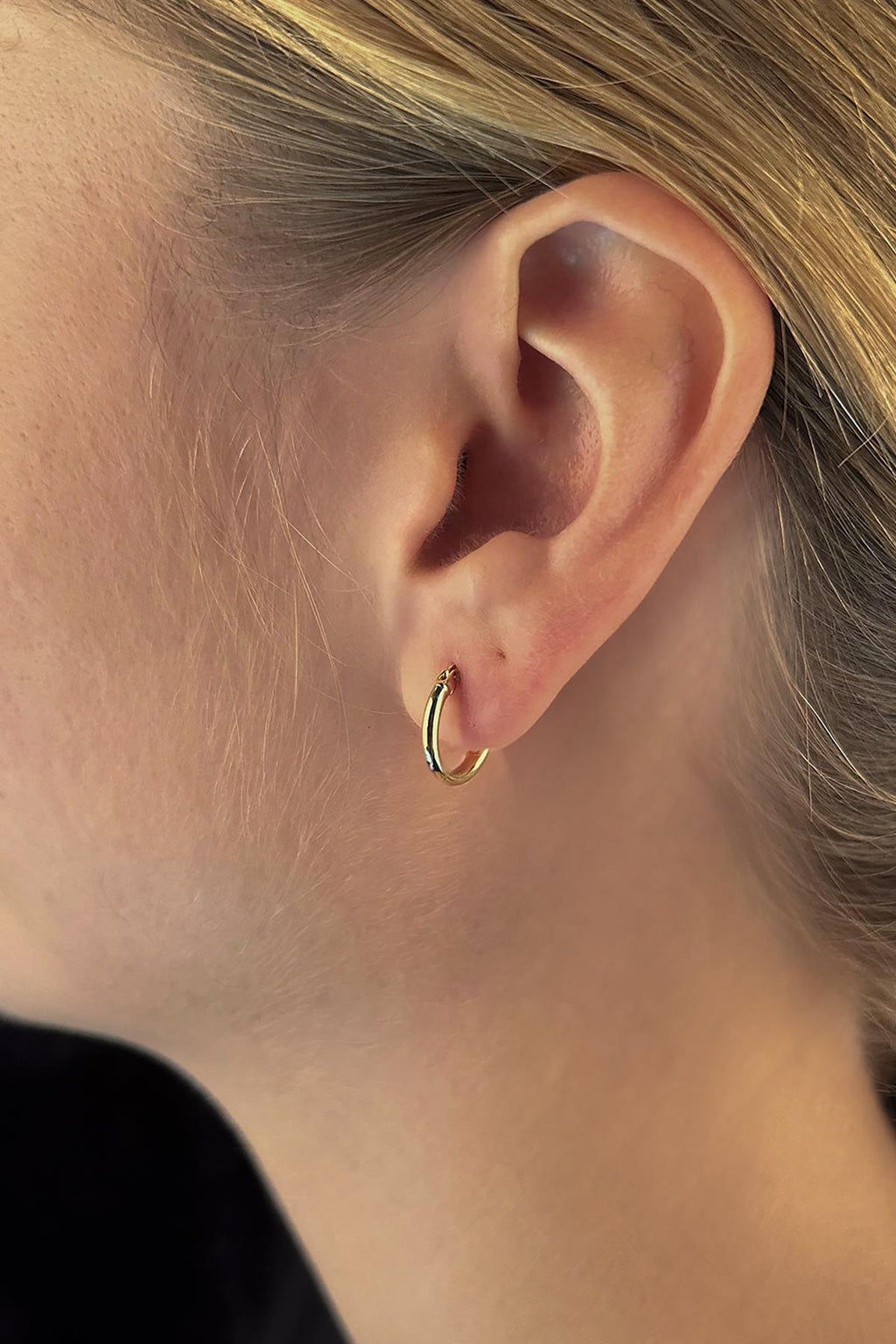 14ct Gold Thin Chunky Tube Earrings