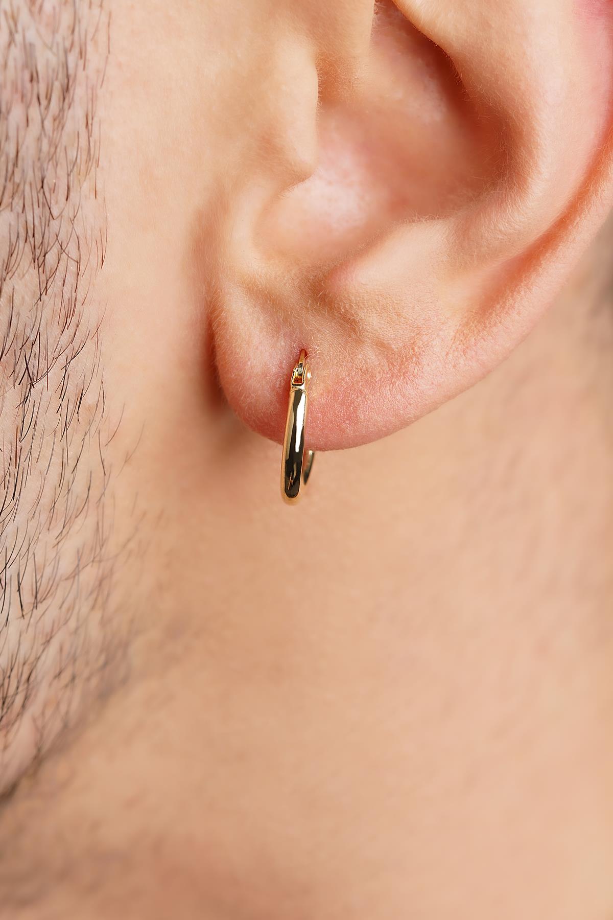 14ct Gold Thin Chunky Tube Earrings