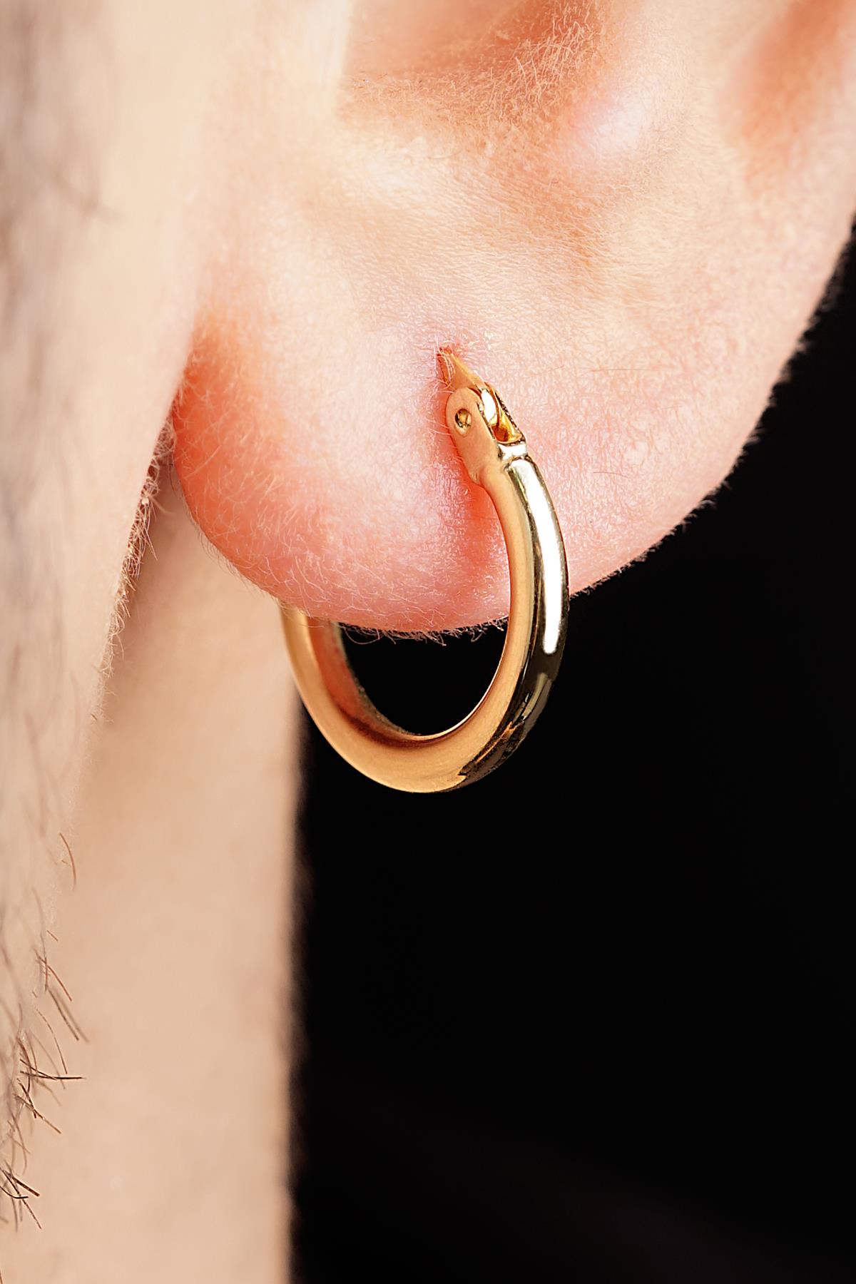 14ct Gold Thin Chunky Tube Earrings