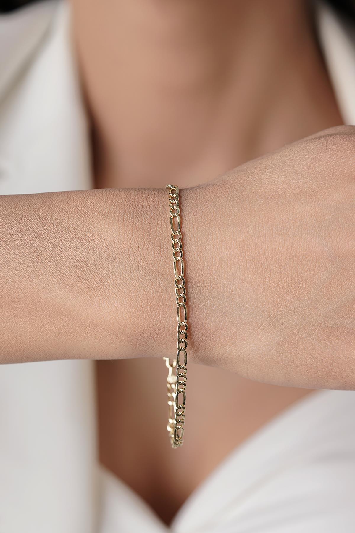 14ct Gold Thin Figaro Bracelet