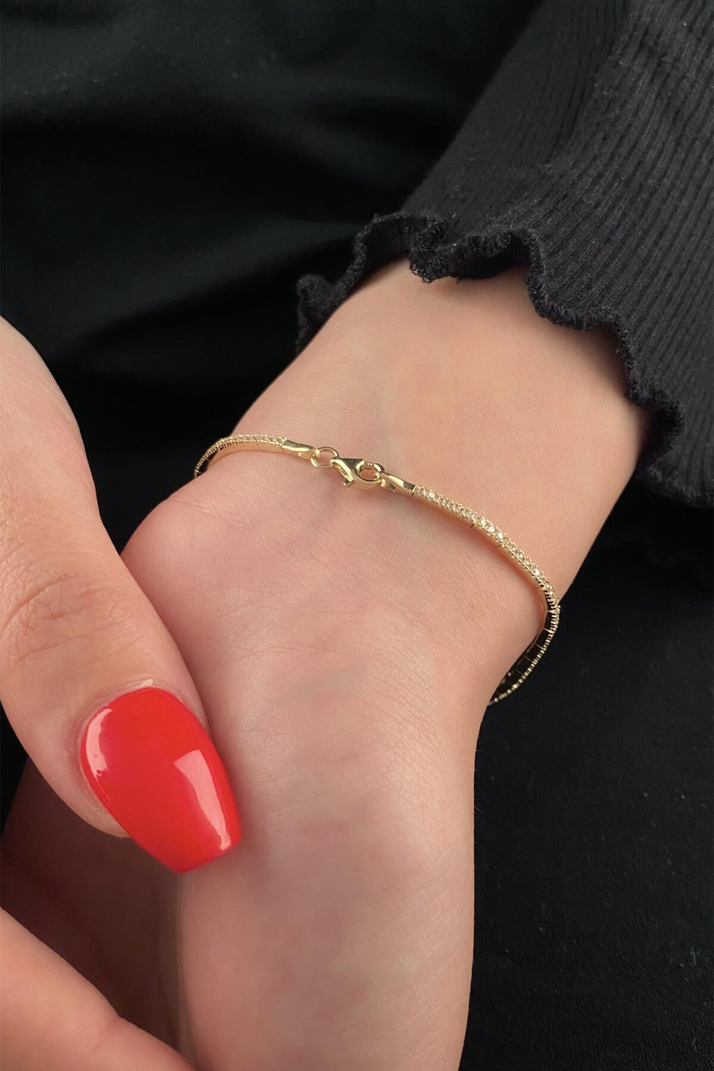 14ct Gold Thin Tennis Bracelet