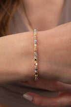 14ct Gold Tri Color Diamond Cut Ball & Cube Bracelet