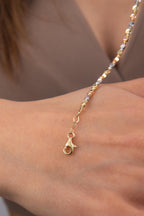 14ct Gold Tri Color Diamond Cut Ball & Cube Bracelet