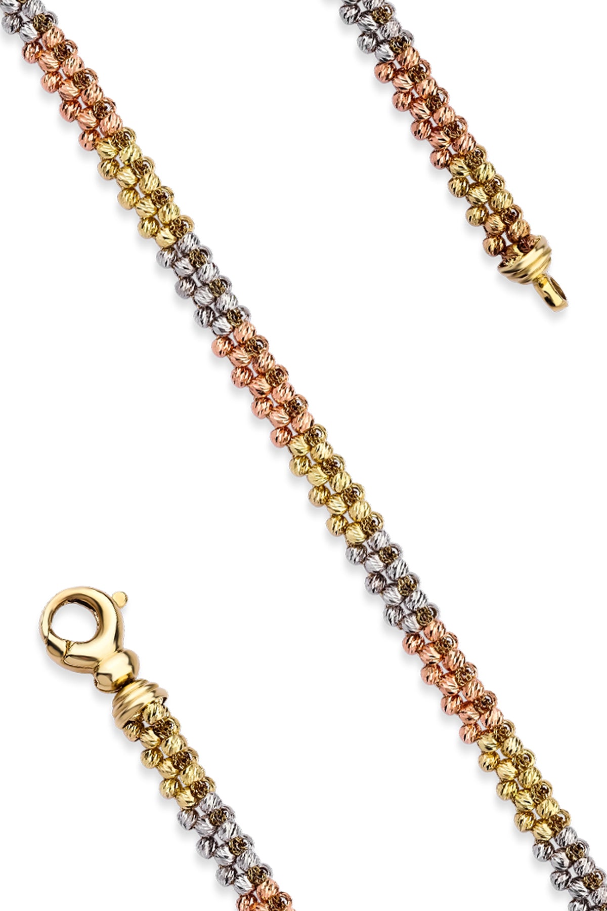 14ct Gold Tri_ Color Dorica Tarnish Resistant Adjustable Bracelet